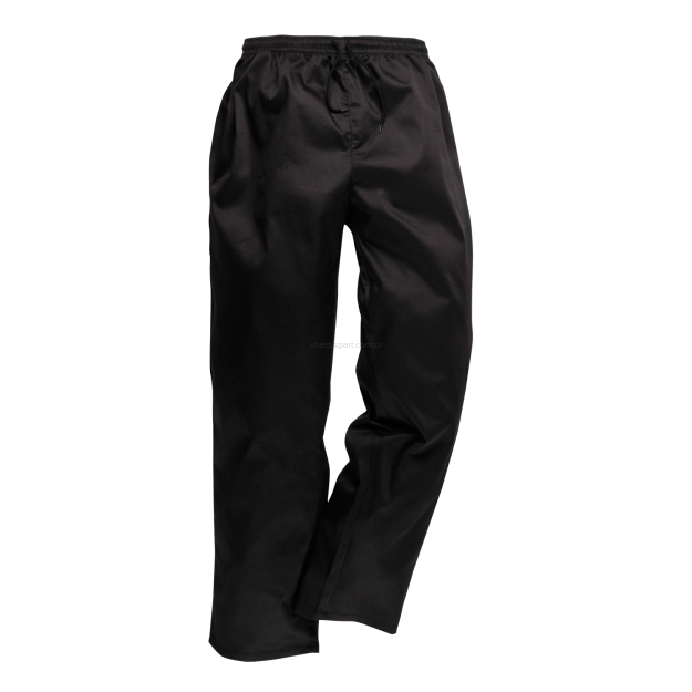 Spodnie kucharskie czarne, PLAMOODPORNE, Drawstring C070