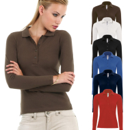 Polo Safran Pure Longsleeve women , polo długi rękaw damska, polo b&c