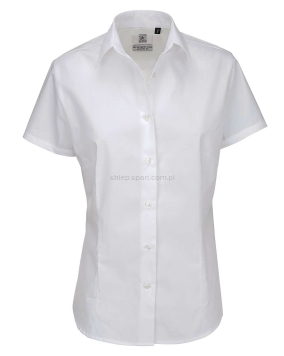 biała Koszula kelnerska damska z krótkim rękawem B&C 100% bawełna