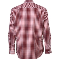 bordowo biała slim bawełniana Koszula kelnerska MĘSKA w kratę długi rękaw James&Nicholson