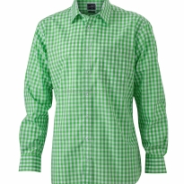 zielono biała w kratkę Koszula kelnerska MĘSKA z długim rękawem James&Nicholson