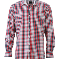 czerwona niebieska biała w kratkę Koszula kelnerska MĘSKA z długim rękawem James&Nicholson