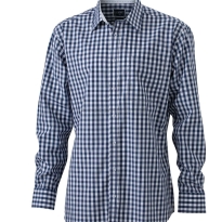 granatowa biała żółta w kratkę Koszula kelnerska MĘSKA z długim rękawem James&Nicholson