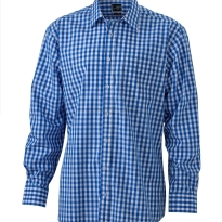 niebiesko biała w kratkę Koszula kelnerska MĘSKA z długim rękawem James&Nicholson