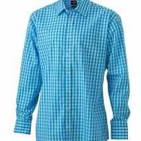 turkusowa w kratkę Koszula kelnerska MĘSKA z długim rękawem James&Nicholsonolson