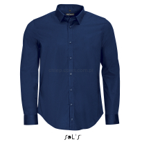Męska koszula długi rękaw 97% bawełna BLAKE  L01426 niebieska ciemna, granatowa stretch, 100% bawełna, rozciągliwa, dopasowany krój slim fit