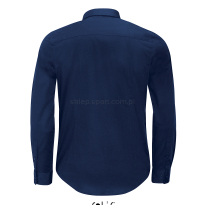 koszula granatowa dla kelnera slim fit, dopasowany krój, z długim rękawem, męska