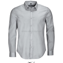 Męska koszula długi rękaw 97% bawełna BLAKE  L01426 perłowa, szara, popielata, srebrna, do recepcji i kelnerów