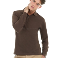 brązowa, Polo męska - Safran Longsleeve marki B&C