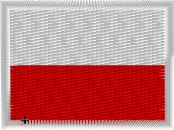 Haftowana flaga Polski z białym obszyciem