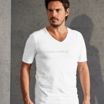 męski t-shirt V-neck, biały, dla piekarza