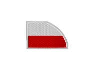 Flaga biało-czerwona skośna haftowana naszywka 3x4,5 cm