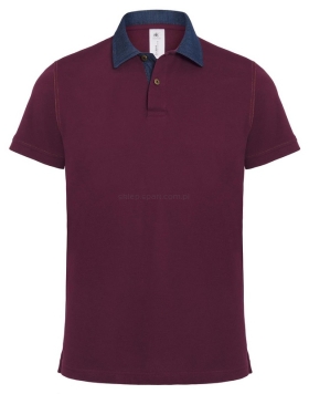 koszulka polo bordowa denim B&C