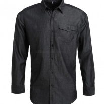 koszula czarna dżinsowa premier sklep, pr222,pw222, kelnerska, do baru , hotelowa koszula, na recepcję jeansowa bawełniana