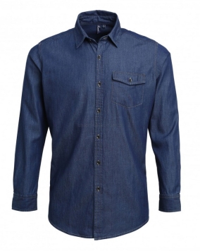 koszula jeansowa niebieska indigo, męska pr222, pw222 premier