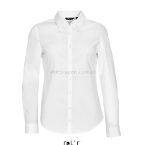 Damska koszula z długim rękawem 97% bawełna BLAKE L01427 biała white easycare, 100% bawełna do recepcji, dla kelnerek