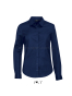 Damska koszula z długim rękawem 97% bawełna BLAKE L01427 ciemny niebieski, granatowa stretch