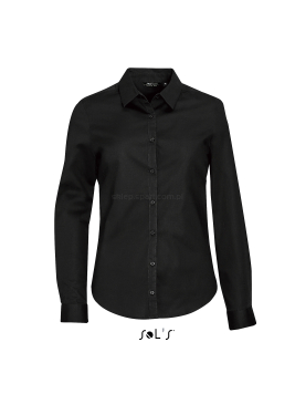 Damska koszula z długim rękawem 97% bawełna BLAKE L01427 czarna black stretch