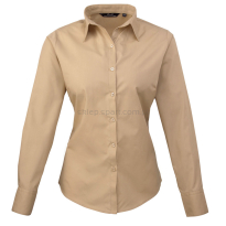 khaki Damska Koszula kelnerska z Długim Rękawem Poplin Premier PR300